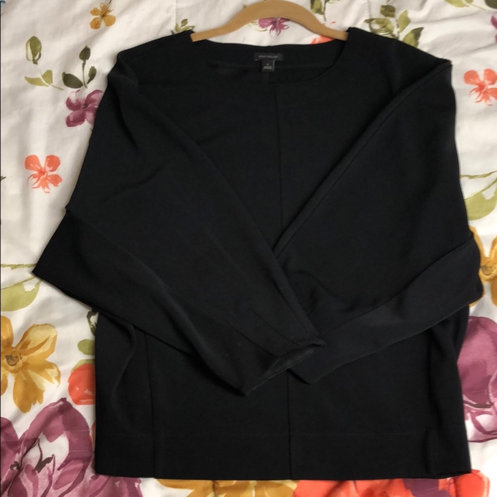 Ann Taylor Black Puff Sleeve Blouse